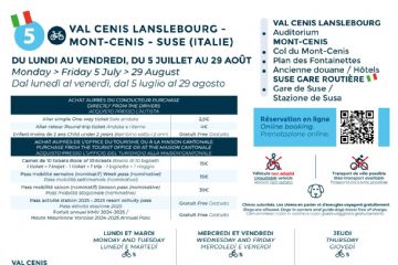 locandina navetta Susa - Moncenisio con orari e prezzi
